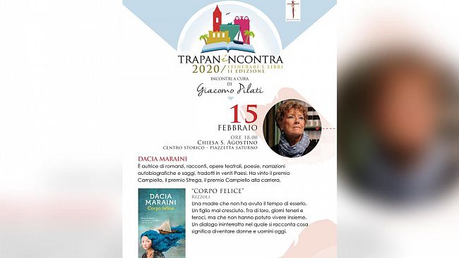 “Trapanincontra”, ad aprire la rassegna letteraria sarà la scrittrice Dacia Maraini
