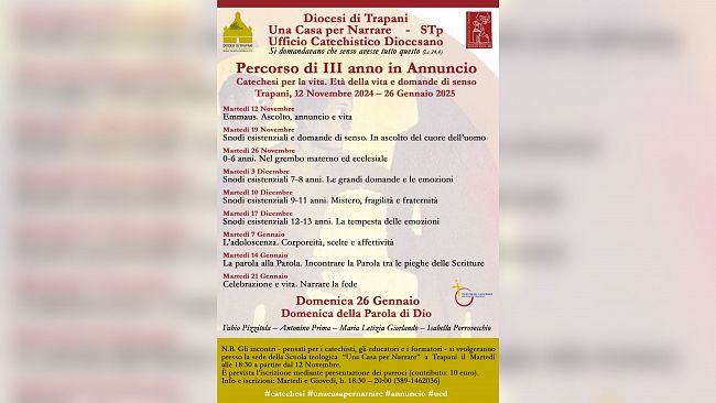 Diocesi. Un percorso formativo sulle domande di senso per fasce d'età. Primo appuntamento martedì a Trapani 