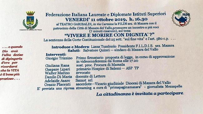 Mazara: incontro sul tema del fine vita