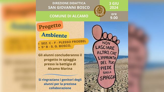 Alcamo Marina: lunedi 3 giugno progetto “Non lasciare altro che l’impronta del tuo piede sulla spiaggia