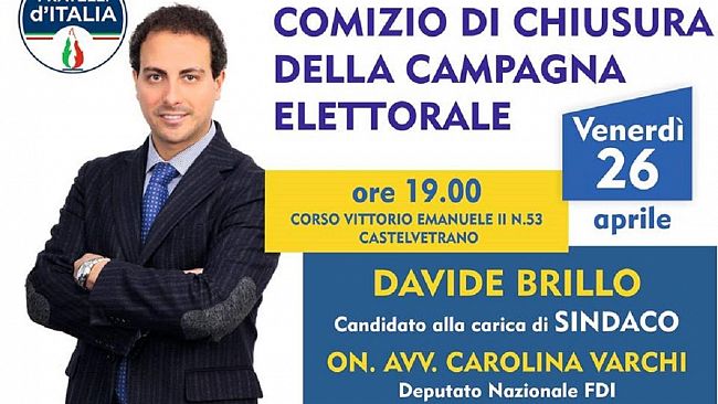 Comizio di Chiusura Davide Brillo alle ore 19.00