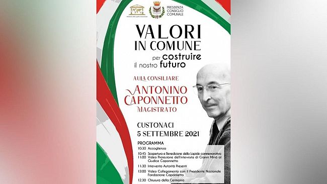 Il 5 settembre si intitola l'aula consiliare di Custonaci al giudice Caponnetto