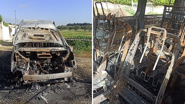 Ritrovato incendiato nelle campagne di Mazara il pulmino rubato al CSR di Salemi