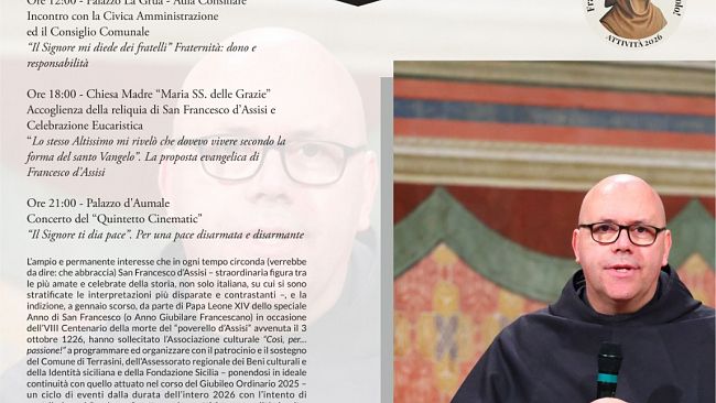 Sedici appuntamenti per raccontare San Francesco: parte a Terrasini il percorso giubilare