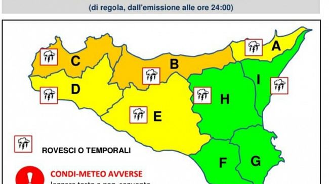 Allerta Meteo arancione in provincia di Trapani