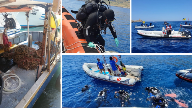 Recupero di reti fantasma nei fondali San Vito Lo Capo
