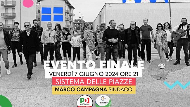 Marco Campagna : evento finale domani sera nel Sistema delle Piazze