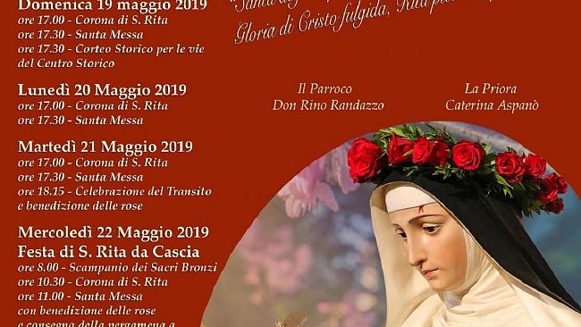 Domani la celebrazione religiosa e la processione in onore di Santa Rita