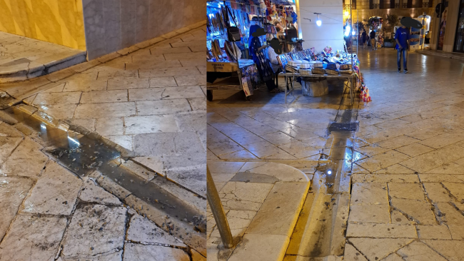 Mazara, liquami stagnanti nella centralissima via San Giuseppe