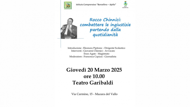 Mazara, I.C. Borsellino-Ajello: il 20 marzo l'incontro per ricordare Rocco Chinnici 