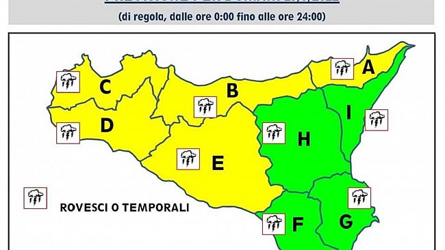 Trapani, diramata l'allerta gialla per domani