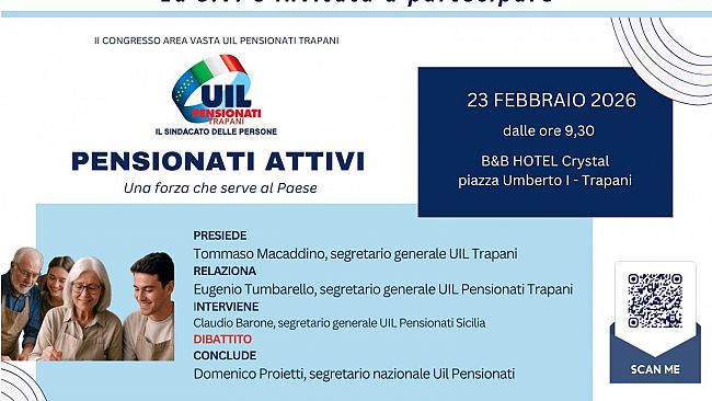 Lunedì il congresso Uil Pensionati Trapani con il segretario nazionale Domenico Proietti