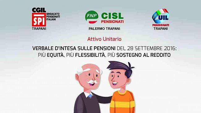 Trapani, intesa sulle pensioni: mercoledì attivo unitario Spi Cgil, Fnp Cisl e Uil Pensionati