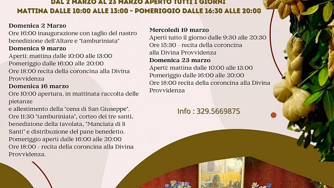 Anche quest'anno l'altare di San Giuseppe di Rosario Curiale e del gruppo Tradizioni del Cuore