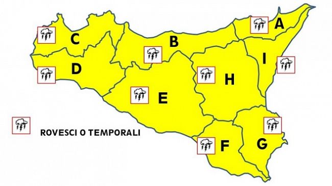 Meteo, Allerta Gialla in Sicilia nelle prossime ore 