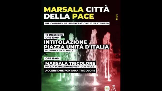 ​Marsala celebra l'Unità Nazionale e la Pace: giovedì 18 dicembre giornata simbolo per la comunità