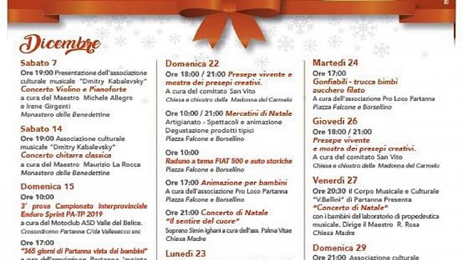 Partanna, concerti, mercatini d’artigianato e il Presepe vivente per il Natale 2019