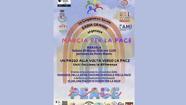 Una marcia per la pace sabato mattina a Marsala, appuntamento alle 10.30 a Porta Nuova