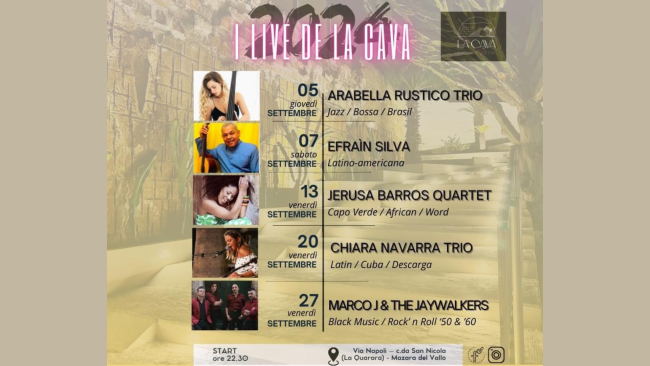 Mazara, settembre di musica con i live de la cava 