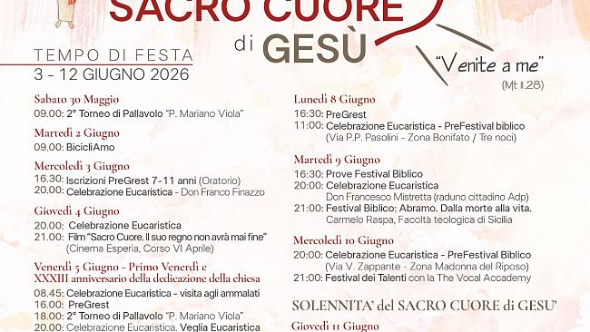 Alcamo, dal 3 al 12 giugno la tradizionale Novena del Sacro Cuore