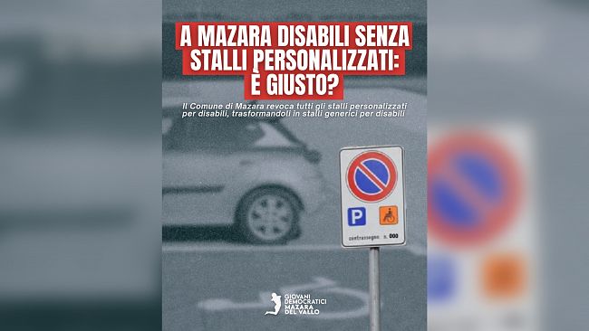 I Giovani democratici di Mazara replicano in merito alla revoca degli stalli personalizzati per persone con disabilità
