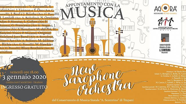 Trapani, domani il concerto a Sant’Agostino a cura dell’Associazione Agorà
