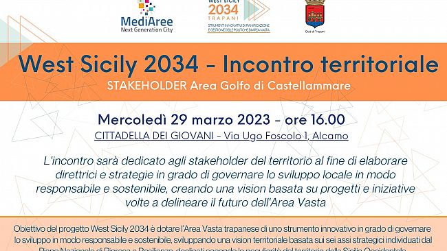 West Sicily 2034: dal 29 al 31 marzo gli incontri con gli stakeholder