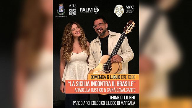 Marsala, il 6 luglio il concerto “La Sicilia incontra il Brasile” con Arabella Rustico e Cainã Cavalcante 