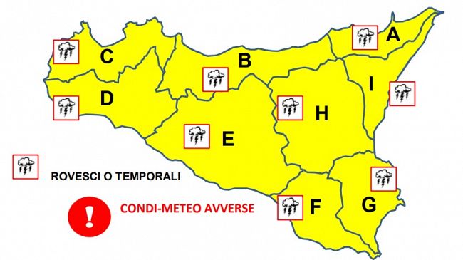 ​Allerta meteo di livello giallo in Sicilia: domani possibili burrasche e mareggiate