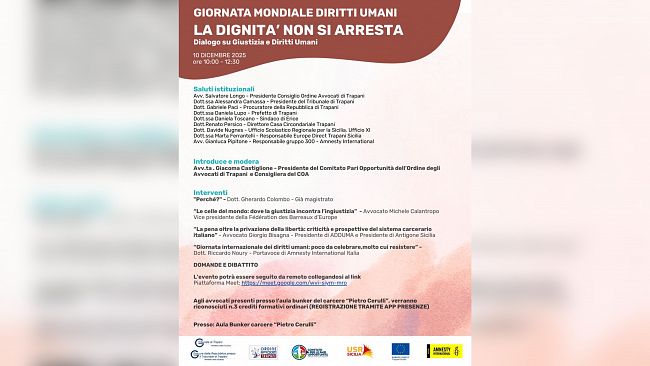 Giornata mondiale dei diritti umani, incontro formativo diretto ai ragazzi delle scuole superiori della provincia