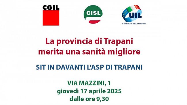 Ritardi nei referti istologici, sit-in di protesta davanti l’Asp Trapani il 17 aprile da parte di Cgil, Cisl e Uil 
