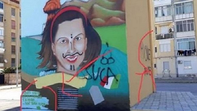 Imbrattò il murales dedicato alla moglie di Falcone, denunciato dai Carabinieri