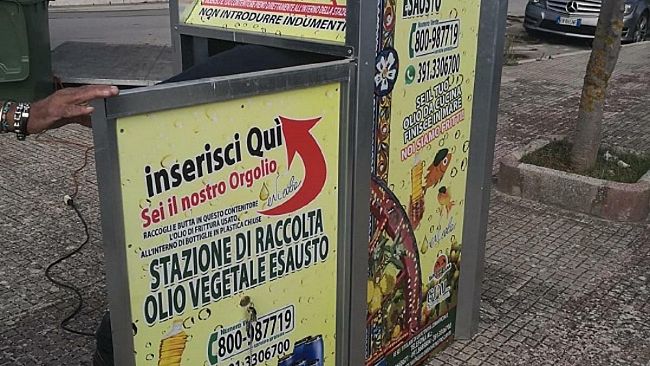 Partanna, installate tre stazioni per il conferimento di olii esausti di uso domestico