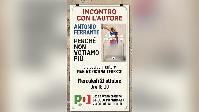 Marsala, il PD presenta il libro di Antonio Ferrante sull’astensionismo