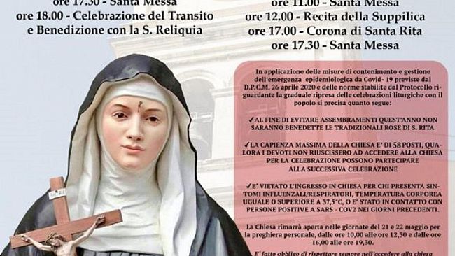 Domani al via le celebrazioni religiose per Santa Rita. Venerdì la diretta Facebook su PrimapaginaCastelvetrano