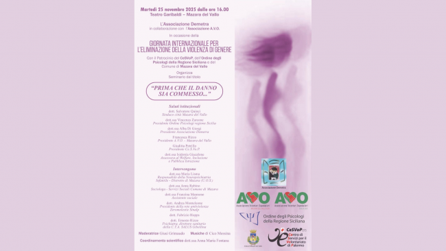Mazara, il 25 novembre al teatro Garibaldi il seminario 