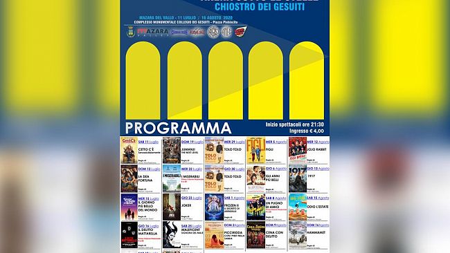 Mazara, Cinema Sotto le Stelle (11 luglio-16 agosto). Ecco le proiezioni