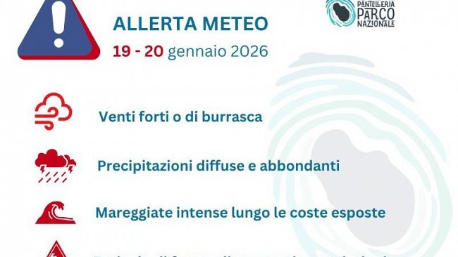 Parco Nazionale di Pantelleria, allerta meteo: fortemente sconsigliata la fruizione dei sentieri il 19 e 20 gennaio  