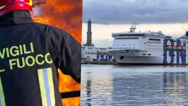 La nave “La superba” brucia da un giorno e mezzo nel porto di Palermo 