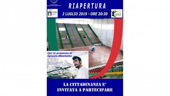 il-prossimo-2-luglio-la-riapertura-del-palazzetto-dello-sport-ospite-deccezione-ignazio-boschetto