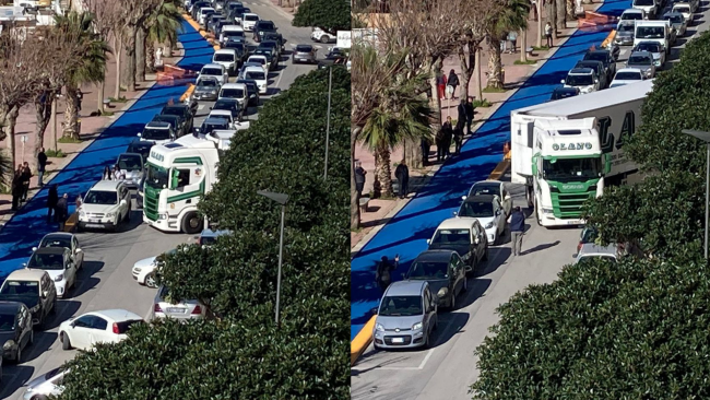 Mazara, traffico in tilt sul Lungomare Mazzini. Tir ha difficoltà a fare manovra per via della careggiata ristretta 