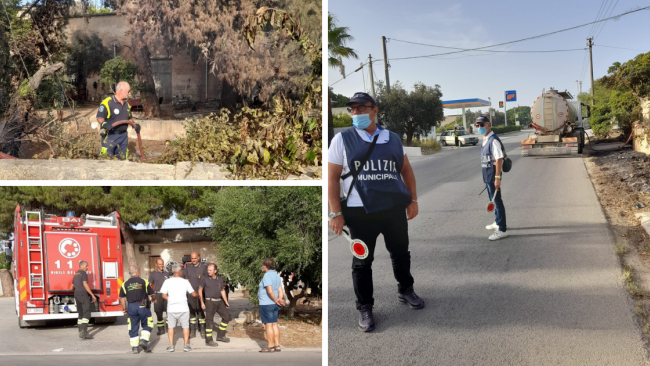 Supporto Protezione Civile di Marsala per spegnere incendio in via Trapani