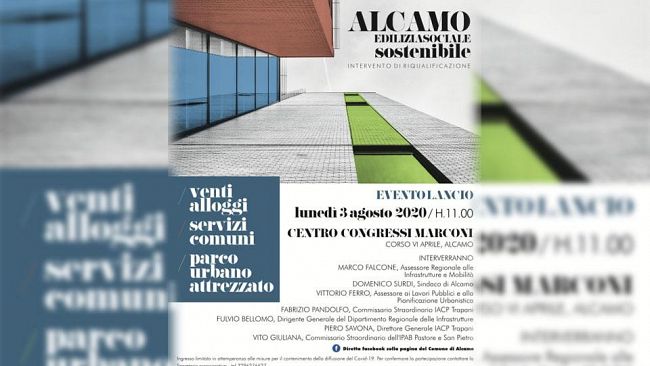 Alcamo Edilizia Sociale Sostenibile: lunedì, Centro Congressi Marconi la presentazione del progetto di riqualificazione
