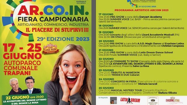 Concerti, danza e cabaret, il ricco programma della Fiera Campionaria Ar.Co.In 2023