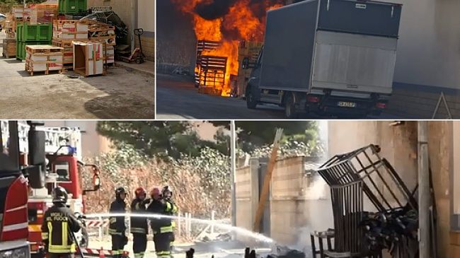 ​Trapani, fiamme in via Platone: distrutte pedane e cassette, lievi danni ad abitazioni