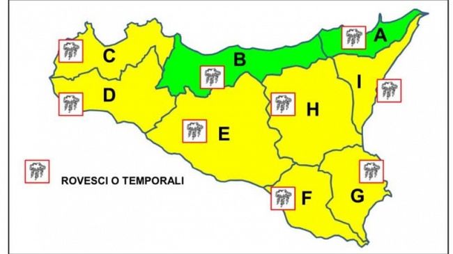 Meteo, allerta gialla in Sicilia occidentale nelle prossime ore  