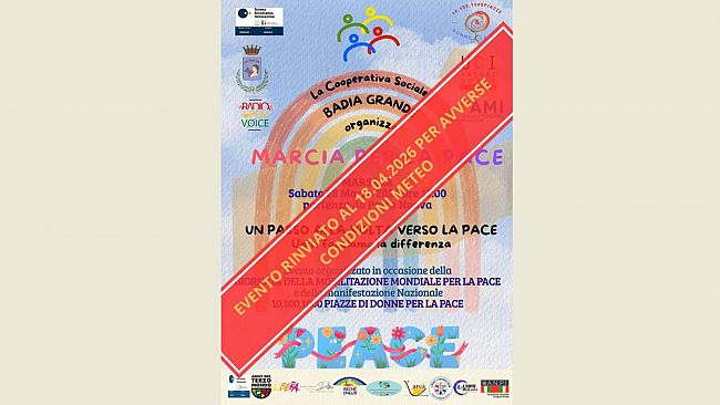 Rinviata la Marcia della pace prevista per domani 28 marzo