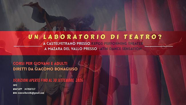 Al via le iscrizioni ai corsi di teatro di Giacomo Bonagiuso a Castelvetrano ma anche a Mazara del Vallo