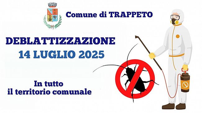 Trappeto, il 14 luglio deblattizzazione del territorio 
