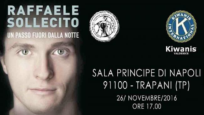Trapani, Sabato 26 novembre Raffaele Sollecito presenta il libro “Un passo fuori dalla notte”